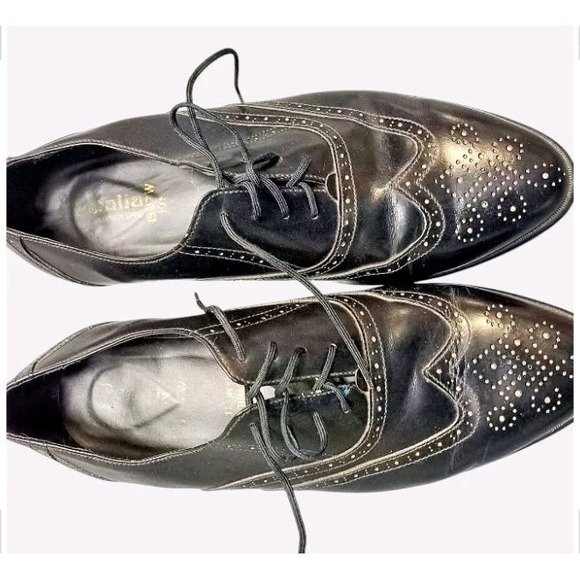 Peralia Other - Black Vintage Leather Lace-up Brogue Peralia Shoes Size 10